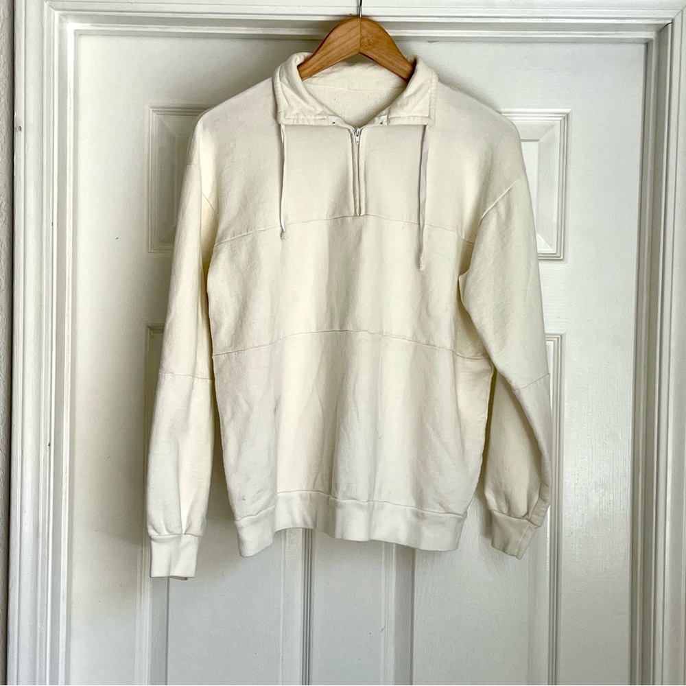Men's Cream Fleece Zip Top